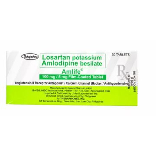 Amlife (LOSARTAN + AMLODIPINE)  100 mg / 5 mg Tablet, x 1's