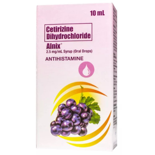 Alnix (CETIRIZINE DIHYDROCHLORIDE) 2.5mg Drops, 10mL. Alnix (CETIRIZINE DIHYDROCHLORIDE) 2.5mg Drops, 10mL.